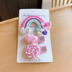 Open image in slideshow, 3 Pc Rainbow Lollipop Hair Clip Set
